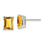14k White Gold 8x Emerald Cut Citrine Earrings