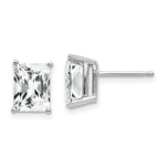 14k White Gold 8x Radiant Cut Cubic Zirconia Earrings