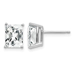 14k White Gold 8x Octagon Radiant-Cut Cubic Zirconia Post Earrings
