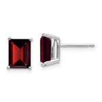 14k White Gold 8x Emerald Cut Garnet earring