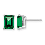 14k White Gold 8x Emerald-cut Mount St. Helens Stud Post Earrings