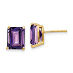 14k 9x Emerald Cut Amethyst Earrings