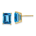 14k 9x Emerald Cut Blue Topaz Earrings