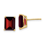 14k 9x Emerald Cut Garnet Earrings