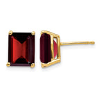 14k 9x Emerald-cut Garnet Post Earrings