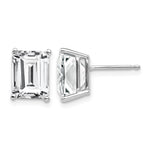 14k White Gold 9x Emerald-Cut Cubic Zirconia Post Earrings