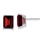 14k White Gold 9x Emerald Cut Garnet Earrings