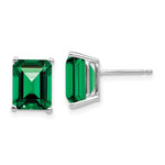 14k White Gold 9x Emerald Cut Mount St. Helens Earrings