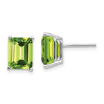 14k White Gold 9x Emerald Cut Peridot Earrings