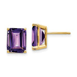 14k 10x Emerald Cut Amethyst Earrings