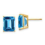 14k 10x Emerald Cut Blue Topaz Earrings