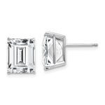 14k White Gold 10x Emerald Cut Cubic Zirconia Earrings