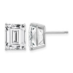 14k White Gold 10x Emerald-Cut Cubic Zirconia Post Earrings