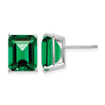 14k White Gold 10x Emerald-Cut Mount St. Helens Stud Post Earrings