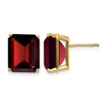 14k 12x Emerald-cut Garnet Stud Post Earrings