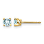 14k Round Aquamarine Post Earrings