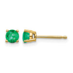 14k Round Emerald Post Earrings