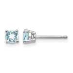 14k White Gold Round Aquamarine Post Earrings