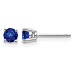 14k White Gold Round Sapphire Post Earrings