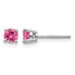 14k White Gold Round Pink Spinel Post Earrings