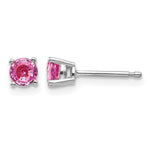 14k White Gold Round Pink Sapphire Post Earrings