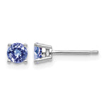 14k White Gold Round Tanzanite Post Earrings