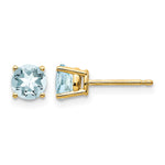 14k Round Aquamarine Post Earrings