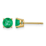 14k Round Emerald Post Earrings