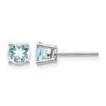 14k White Gold Round Aquamarine Post Earrings