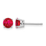 14k White Gold Round Ruby Post Earrings