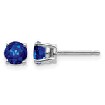 14k White Gold Round Sapphire Post Earrings