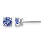 14k White Gold Round Tanzanite Post Earrings