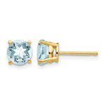 14k Round Aquamarine Post Earrings