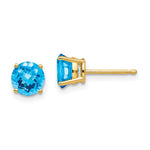 14k Blue Topaz Checker Earrings