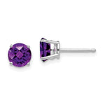 14k White Gold Amethyst Checker Earrings