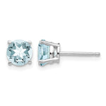 14k White Gold Round Aquamarine Post Earrings