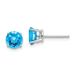14k White Gold Blue Topaz Checker Earrings