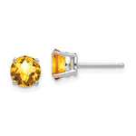 14k White Gold Citrine Checker Earrings