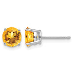 14k White Gold Round Citrine Post Earrings