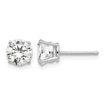 14k White Gold Round Cubic Zirconia Post Earrings