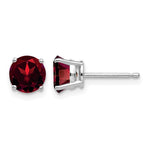 14k White Gold Round Garnet Post Earrings