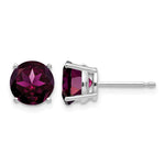 14k White Gold Round Rhodolite Garnet Post Earrings