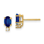 14k 6x Oval Sapphire VS Diamond Earrings