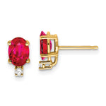 14k 7x Oval Ruby A Diamond Earrings