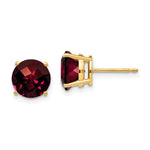 14k Garnet Checker Post Earrings