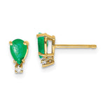 14k 6x Pear Emerald & AAA Diamond Earrings