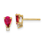 14k 6x Pear Ruby & AAA Diamond Earrings
