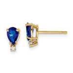 14k 6x Pear Sapphire & AAA Diamond Earrings