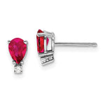 14k White Gold 6x Pear Ruby A Diamond Earrings