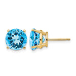 14k Round Blue Topaz Post Earrings
